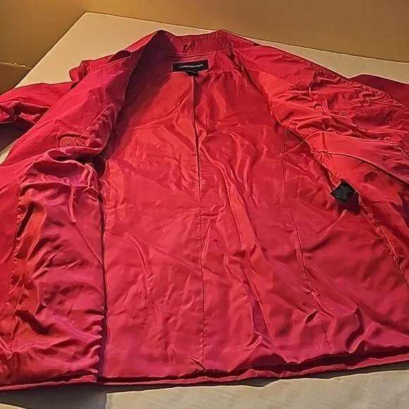 London Fog raspberry mid length trench coat size small - Picture 13 of 14